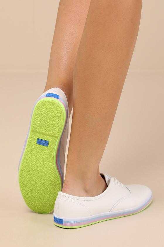 Keds Champion Snow Multi Foxing Striped Leather Sneakers in White