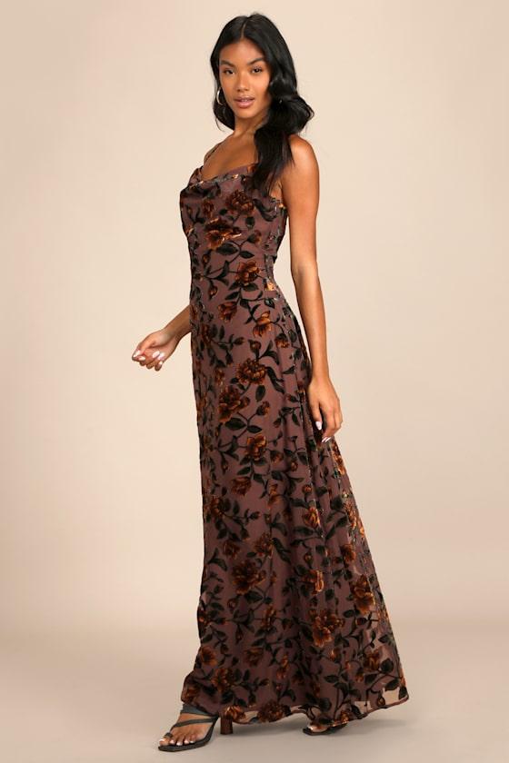 animal print bridesmaid dresses Cow Print Drop Waist Dress XS Beige/Brown by Lane 201