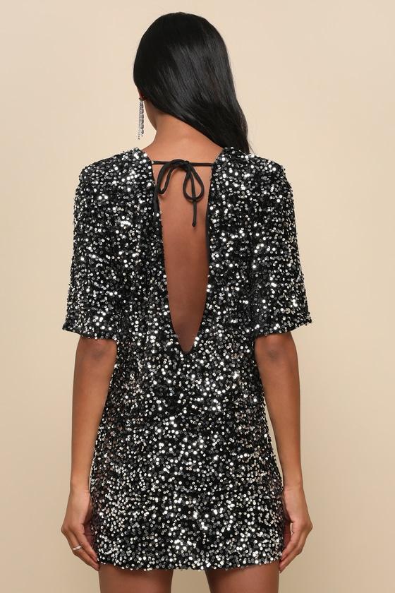 4th & Reckless Marca Sequin Tie-Back Short Sleeve Shift Dress in Natural |  Lyst