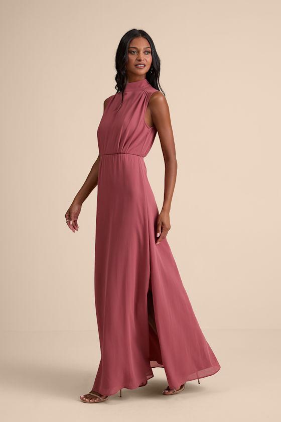 lulus rusty rose bridesmaid dresses Rusty Rose Maxi Dress - Pleated Maxi Dress - OTS Maxi Dress