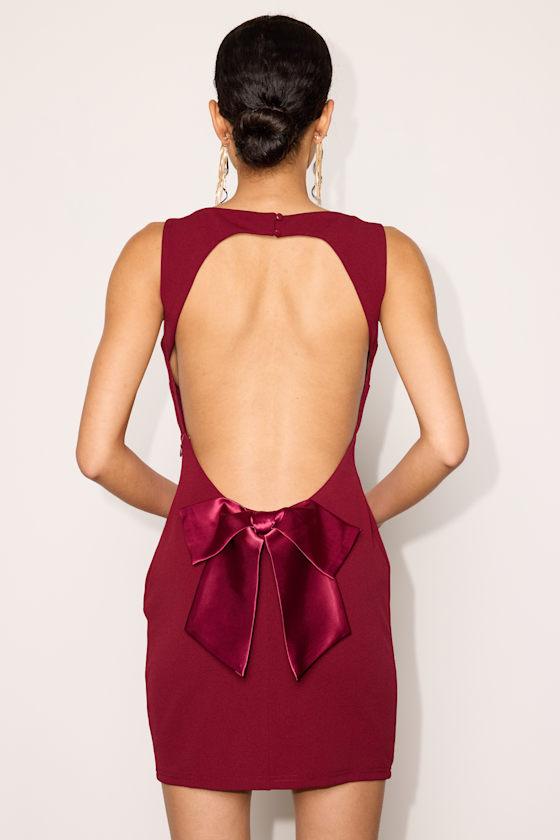 Lulus Florentina Backless Bow Mini Dress in Red