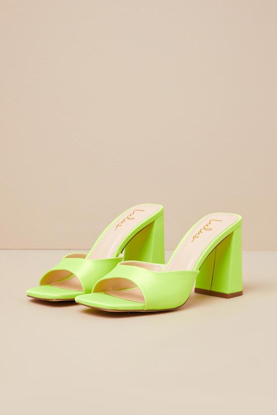 Heeled Sandals Lime Green Designer Sandals Lulus Preslie Lime