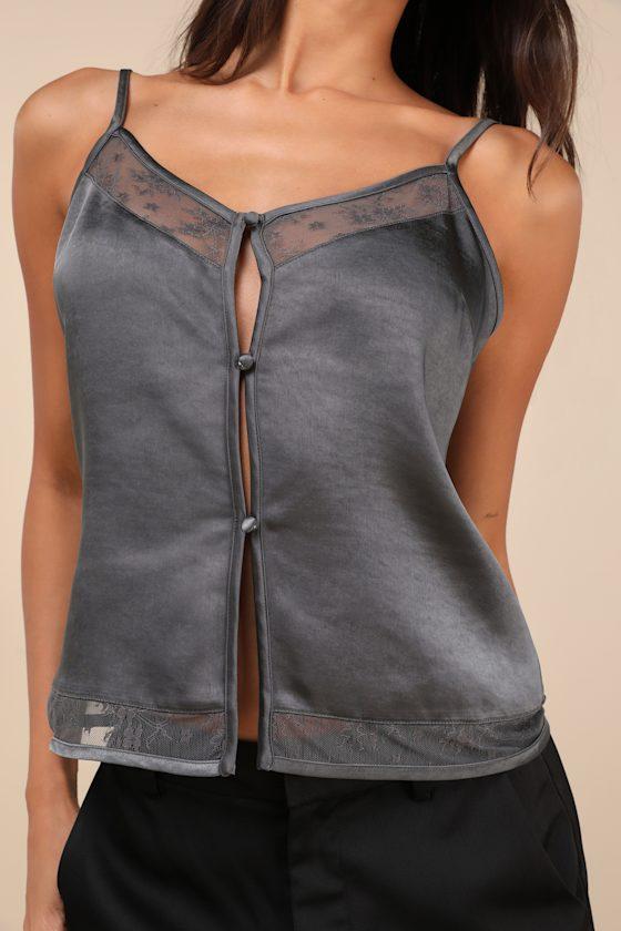 grey satin cami top
