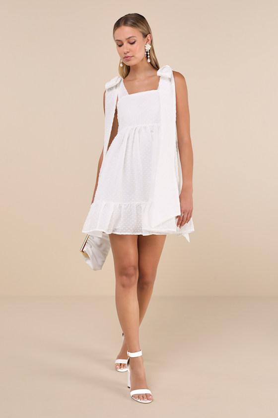 Sister Jane Horseback Textured Bow Tie-Strap Mini Dress in