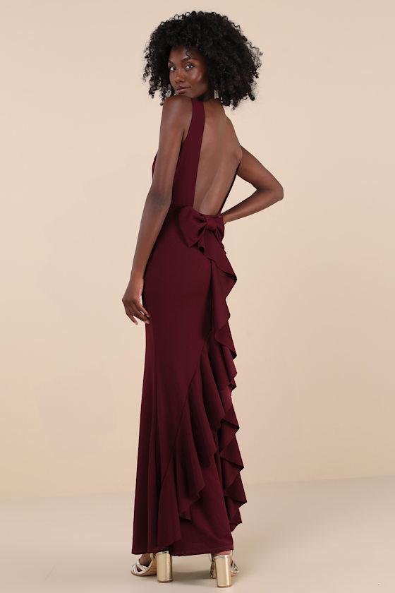 backless bow dress Black Maxi Dress With Open Back And Bow main image 0