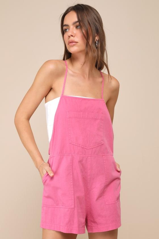 Lulus Easygoing Beauty Hot Short Overall Romper in Pink Lyst UK