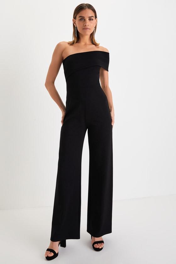 Lulus Transcend Time One-Shoulder Jumpsuit in Black Lyst UK