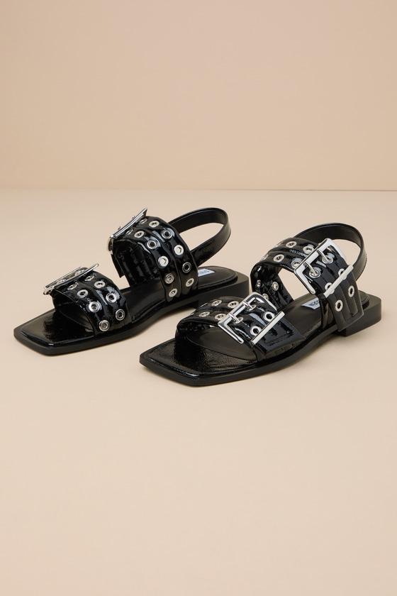Steve Madden Sandria Patent Studded Buckle Slingback Sandals in Black Lyst UK