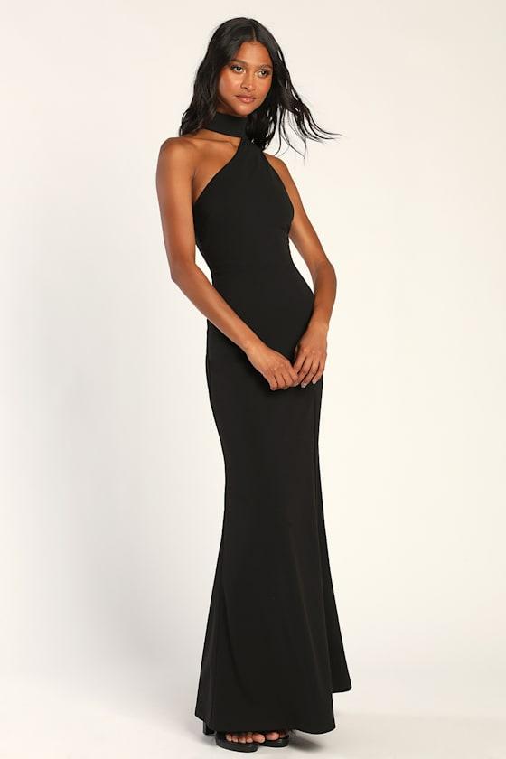 navy blue dress for baby girl Lulus Keep It Interesting Asymmetrical Cutout Halter Maxi Dress in Blue