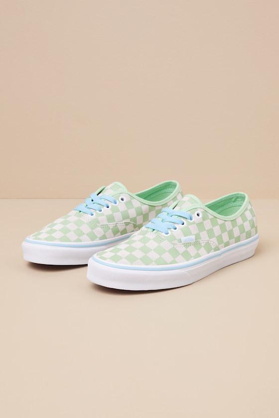 Vans Authentic Checkerboard Pistachio Lace-Up Sneakers in Blue Lyst