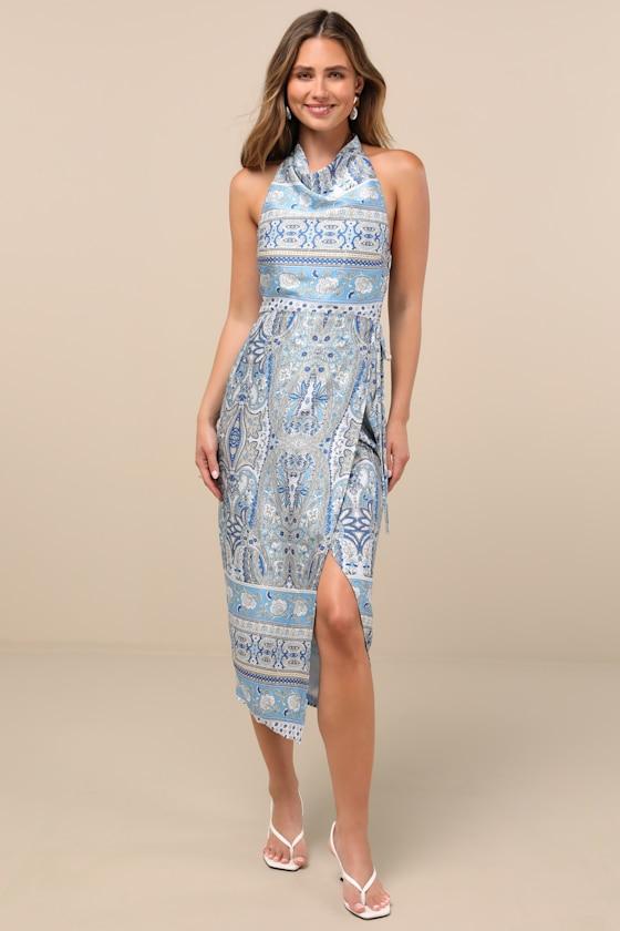 halter neck vintage dress CAROLINA PAISLEY HALTER DRESS