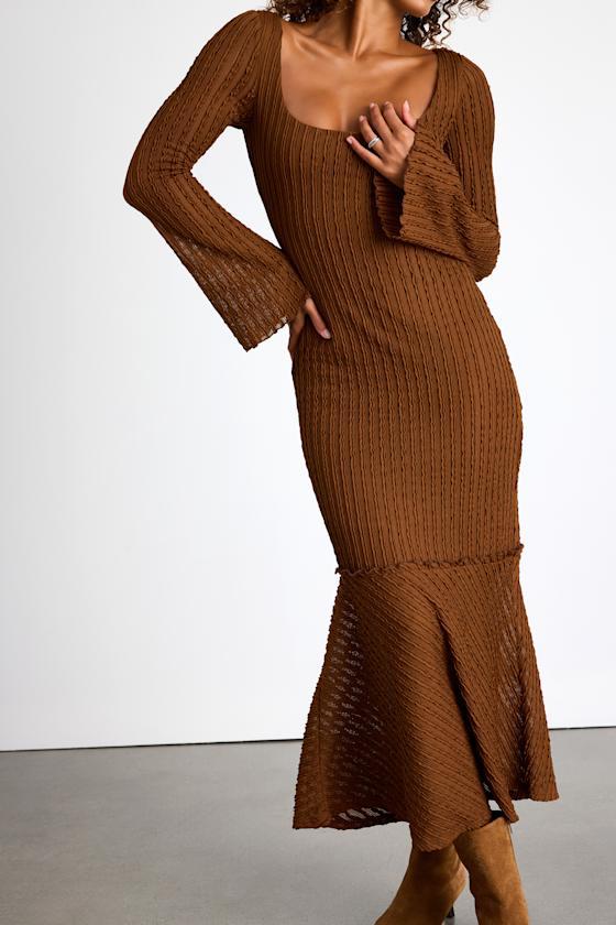 chinese dress ladies Lulus Long Sleeve Midi Dress - Beige main image 1