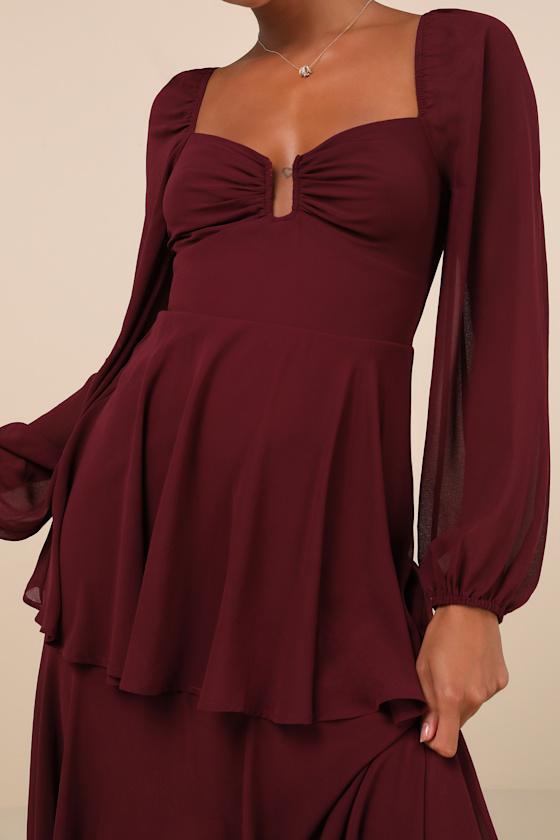 Long Sleeve Maxi Lulus Long Burgundy Dress Lulu's M Burgundy Long