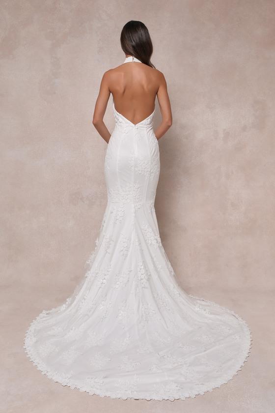 lulus white lace halter dress Dreamy Glamour Embroidered Mermaid Maxi in Pointelle Sweater Dress