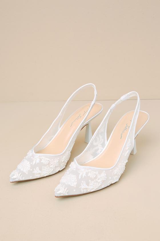 Truffle Collection - Scarpe Décolleté Da Sposa In Rasatello Avorio Con Decorazione Bianco 148678262