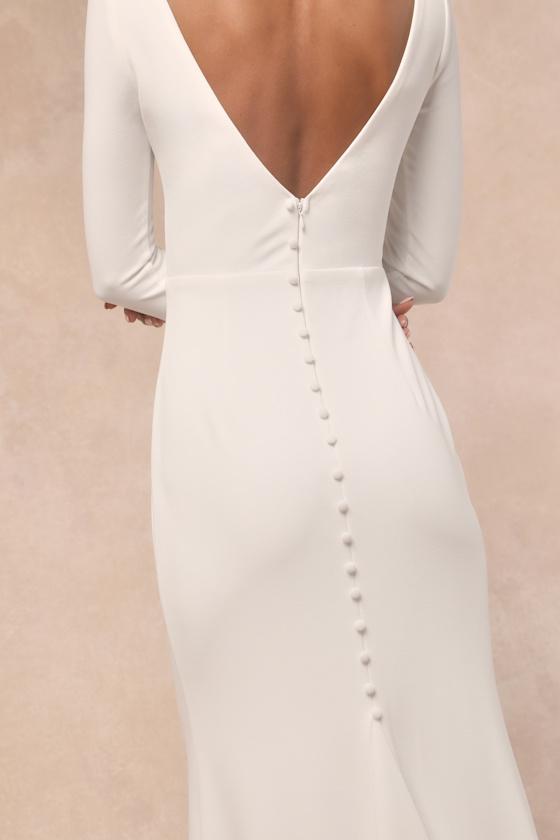 feeling of forever white long sleeve mermaid maxi dress Lulus Feeling Of Forever Long Sleeve Mermaid Maxi Dress in Natural