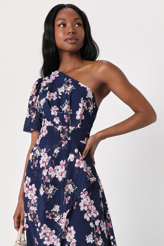 Floral one shoulder dress sale