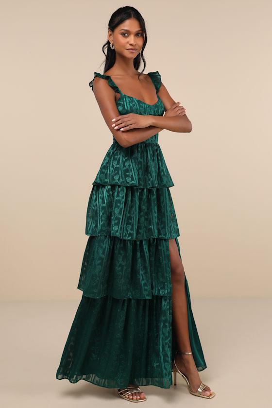 lulus green floral dress Lulus Green Floral Midi Dress main image 1