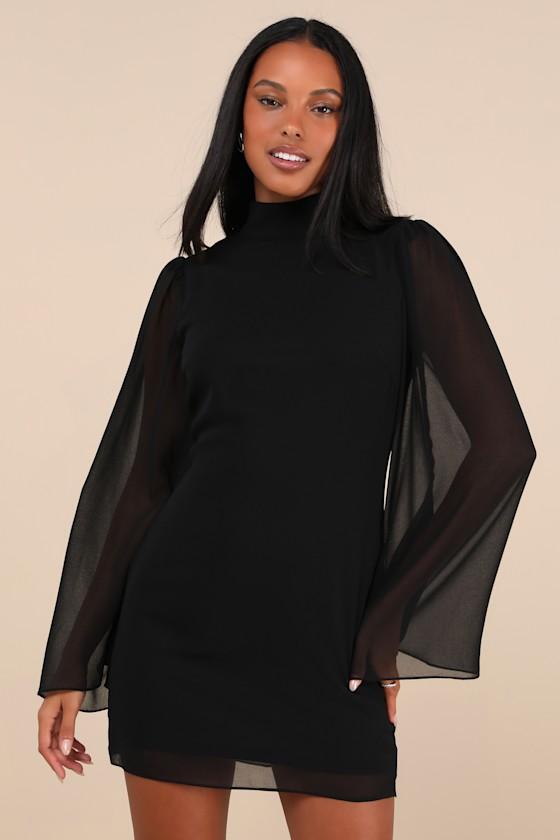 Lulus Guaranteed Chicness Mock Neck Mini Dress in Black | Lyst Lulus Guaranteed Chicness Mock Neck Mini Dress in Black | Lyst