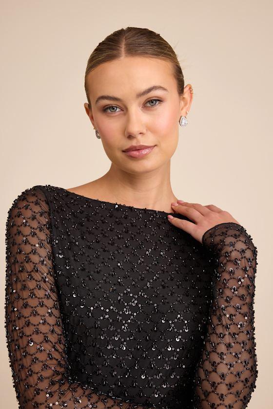 princess polly baby blue dress Black Mesh Dress Short Sleeve Bow Detail Sequin Mesh Dress – Suzy Shier main image 1