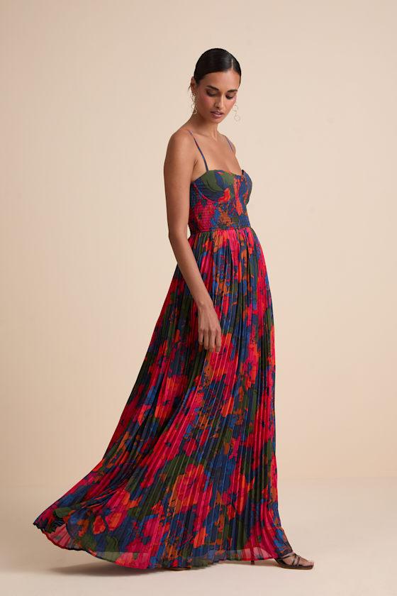 chinese dress ladies Catherine Asymmetrical Pleated Maxi Dress in Red, S / Red