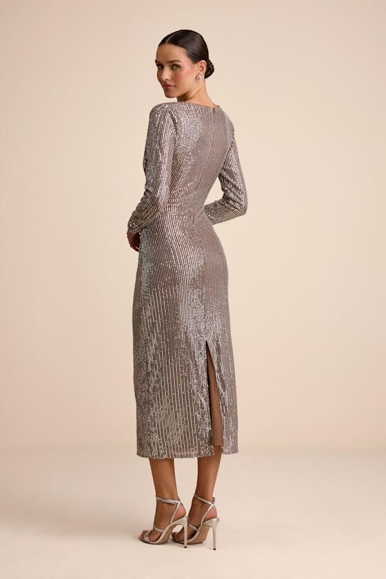Lulus Helena And Sequin Long Sleeve Midi Dress in Natural | Lyst Lulus Helena And Sequin Long Sleeve Midi Dress in Natural | Lyst