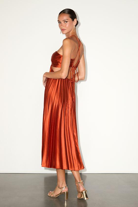 strapless open back dress Jorja - Red Satin Cut Out Bodycon Dress | Satin Dresses