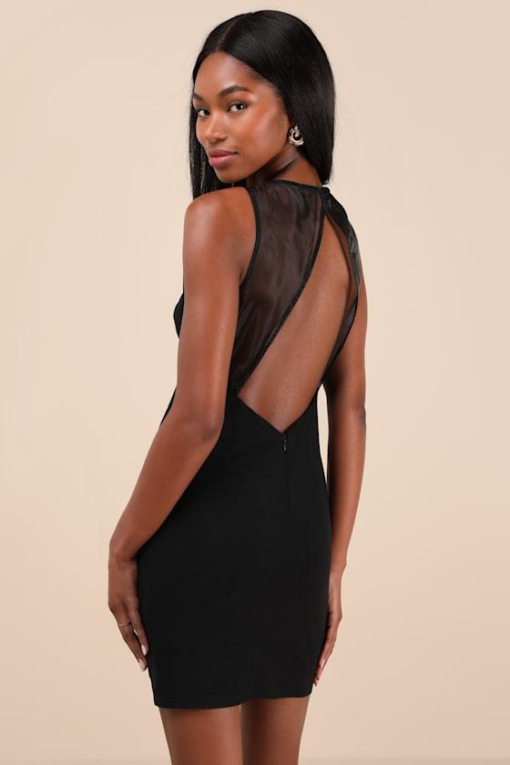 princess polly baby blue dress Judith Maxi Dress - Boat Neck Backless Tie Front Long Sleeve Jersey Dress  in Black main image 0