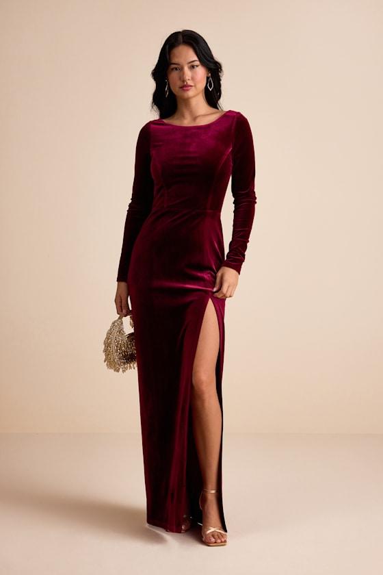 lulus long burgundy dress Lulus Leading Role Maxi Dress in Burgundy Size XS – Ernest Grace main image 1