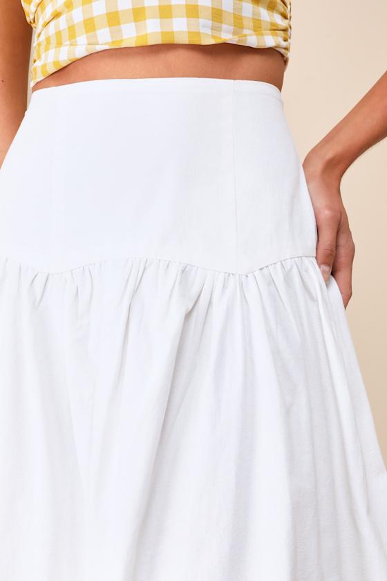 ZEMETA Only One Drop Waist Midi Skirt in White Lyst UK