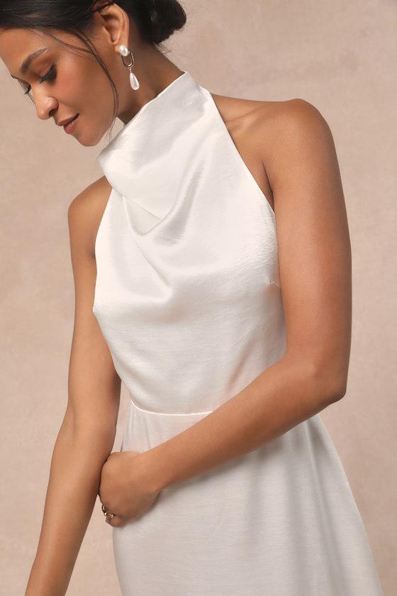 Designer White Satin Backless Dresses for Women | Lyst