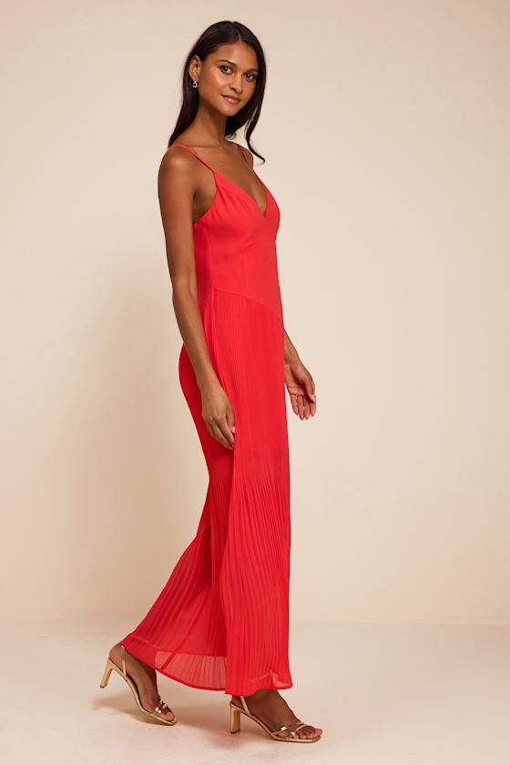 red shift dress v neck V-Neck Shift Dress with Short Sleeves in Scarlet-Red Raw Silk