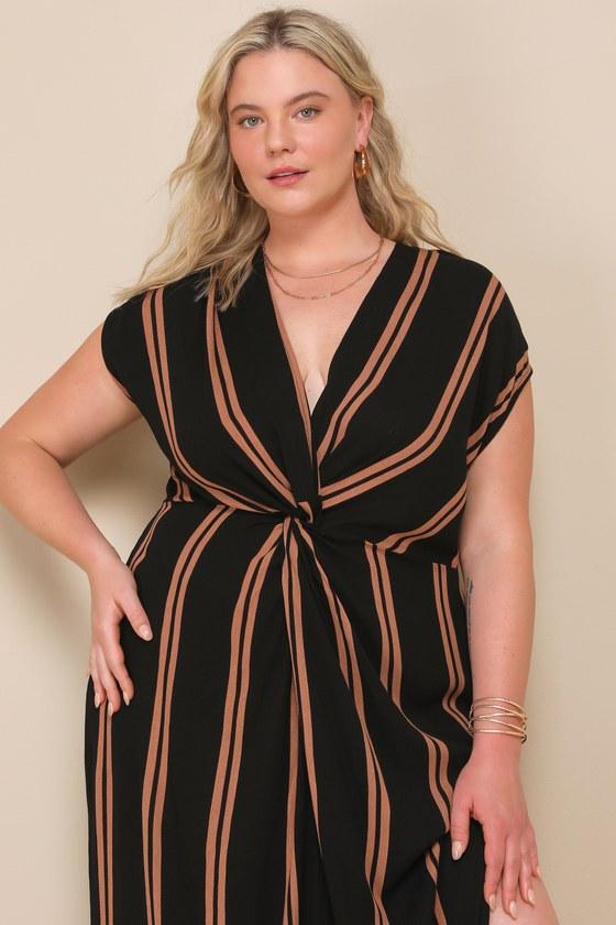 Lulus Coastal Grooves And Striped Swim Cover Up in Black Lyst UK
