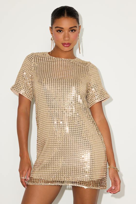 gold lulus dress Lace Overlay Gold Fitted main image 0