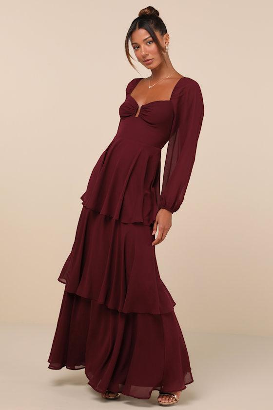 Lulus Tier To Enchant Long Sleeve Tiered Maxi Dress | Lyst