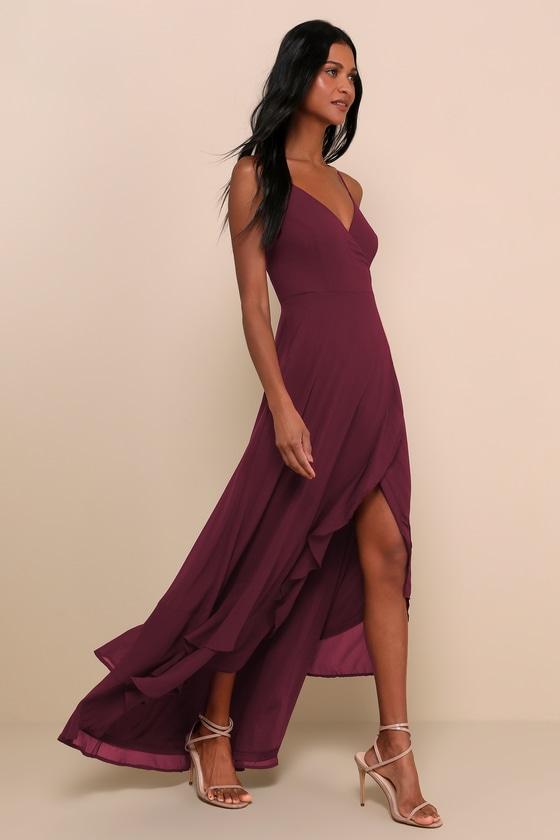 Plum high low dress discount