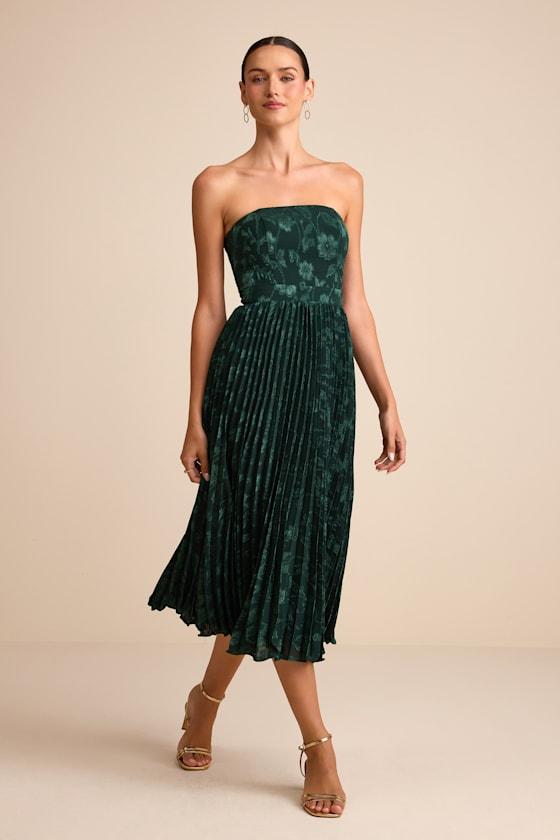 emerald green strapless midi dress Lulus Perfectly Stunning Jacquard in Cocktail dress Color:FRUITAVOLA holiday dressing gg25 cocktail dresses midi Midi-Length If you plan to