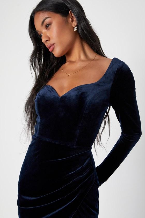 Navy Blue Lulus Plunge Dress Lulus Love Galore Navy Blue Strappy