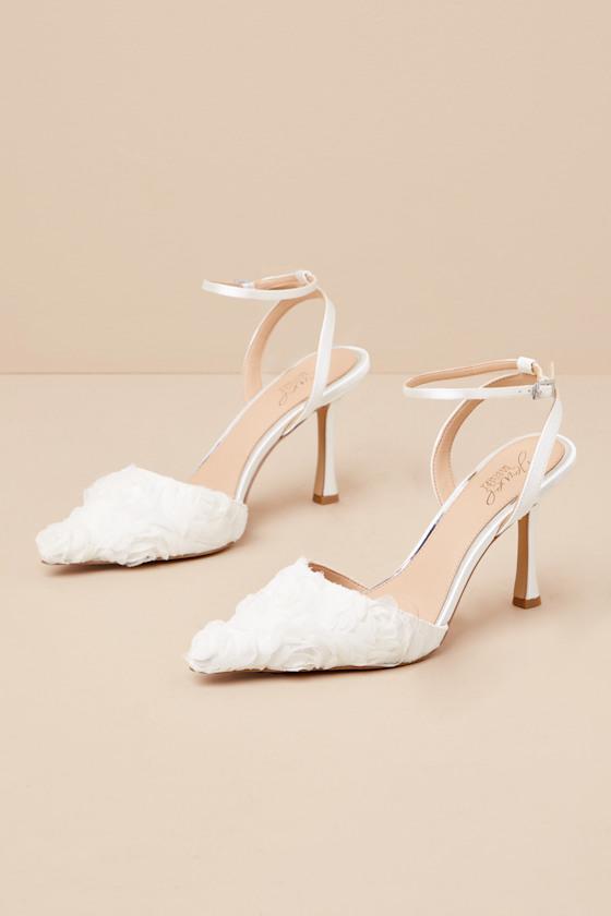 Badgley Mischka Shannon Ankle Strap Pointed-Toe Pumps in Natural