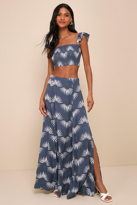 Lulus Trancoso Floral Print Two-Piece Maxi Dress in Blue Lyst UK