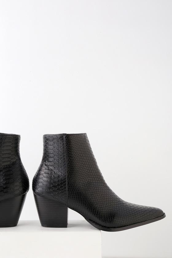 Lulus X Matisse Spirit Snake Pointed Toe Ankle Booties in Black Lyst