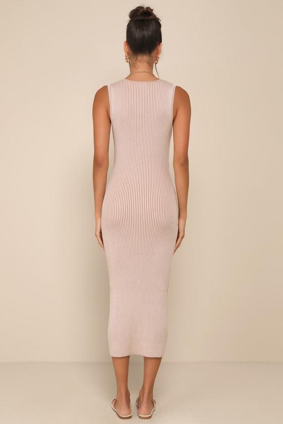 Sweater Lulus Taupe Lulus Taupe Ribbed Knit Bodycon Sweater Dress