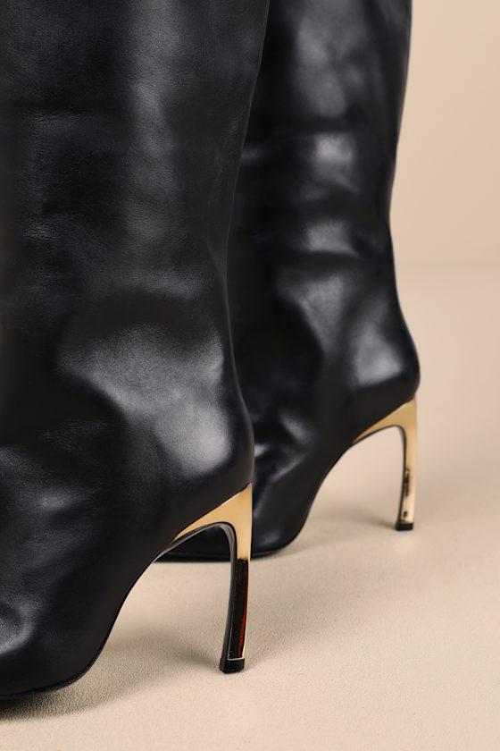 SCHUTZ SHOES Cate Curve Leather Knee-High Boots in Black Lyst UK