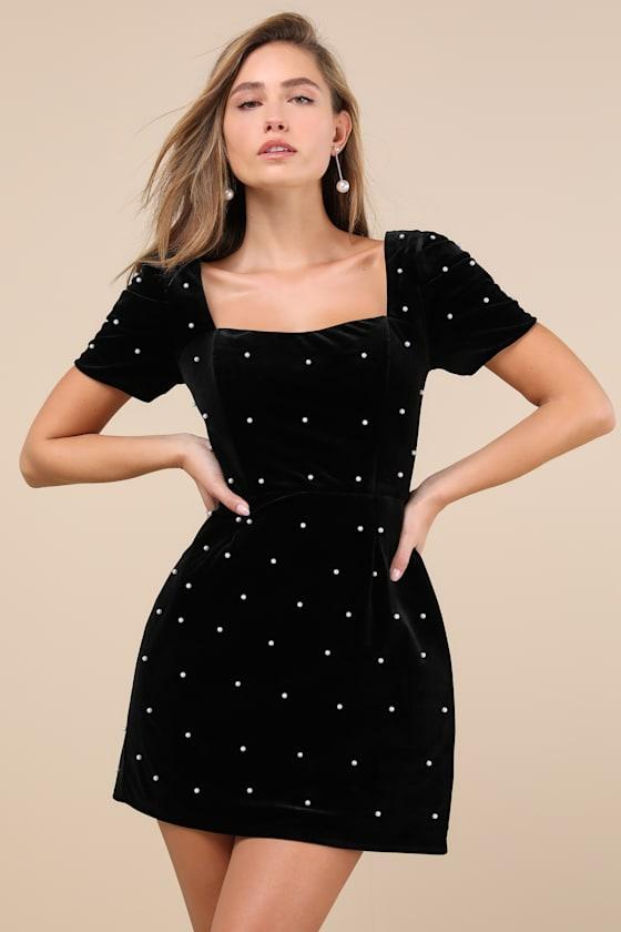 black long sleeve collared dress Elegant Black Midi Dress | Mandarin Collar