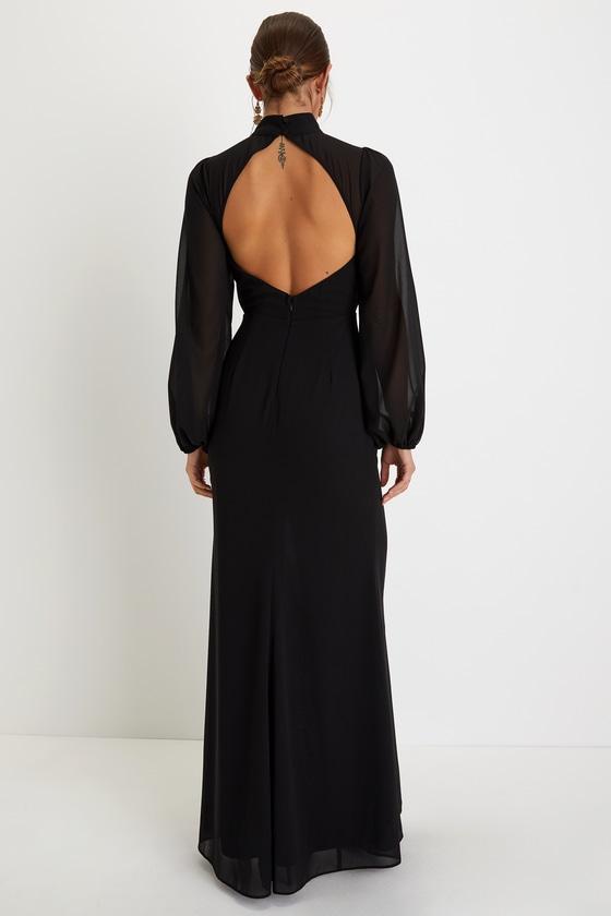 long sleeve backless maxi dress in black Lulus Graceful Entrance %0D%0A%0D%0A%26nbsp%3B%0D%0A%0D%0A%26nbsp%3B%0D%0A*%26nbsp%3BOrder%20one%20size%20up%20for%20a%20relaxed%20fit OOAK Indi White Crochet Lace Size:M (6)
