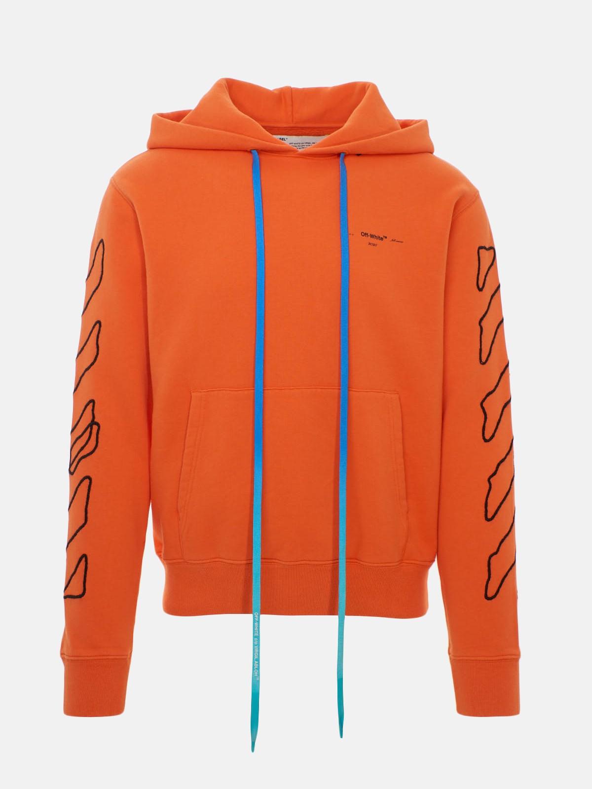 off white red and blue hoodie
