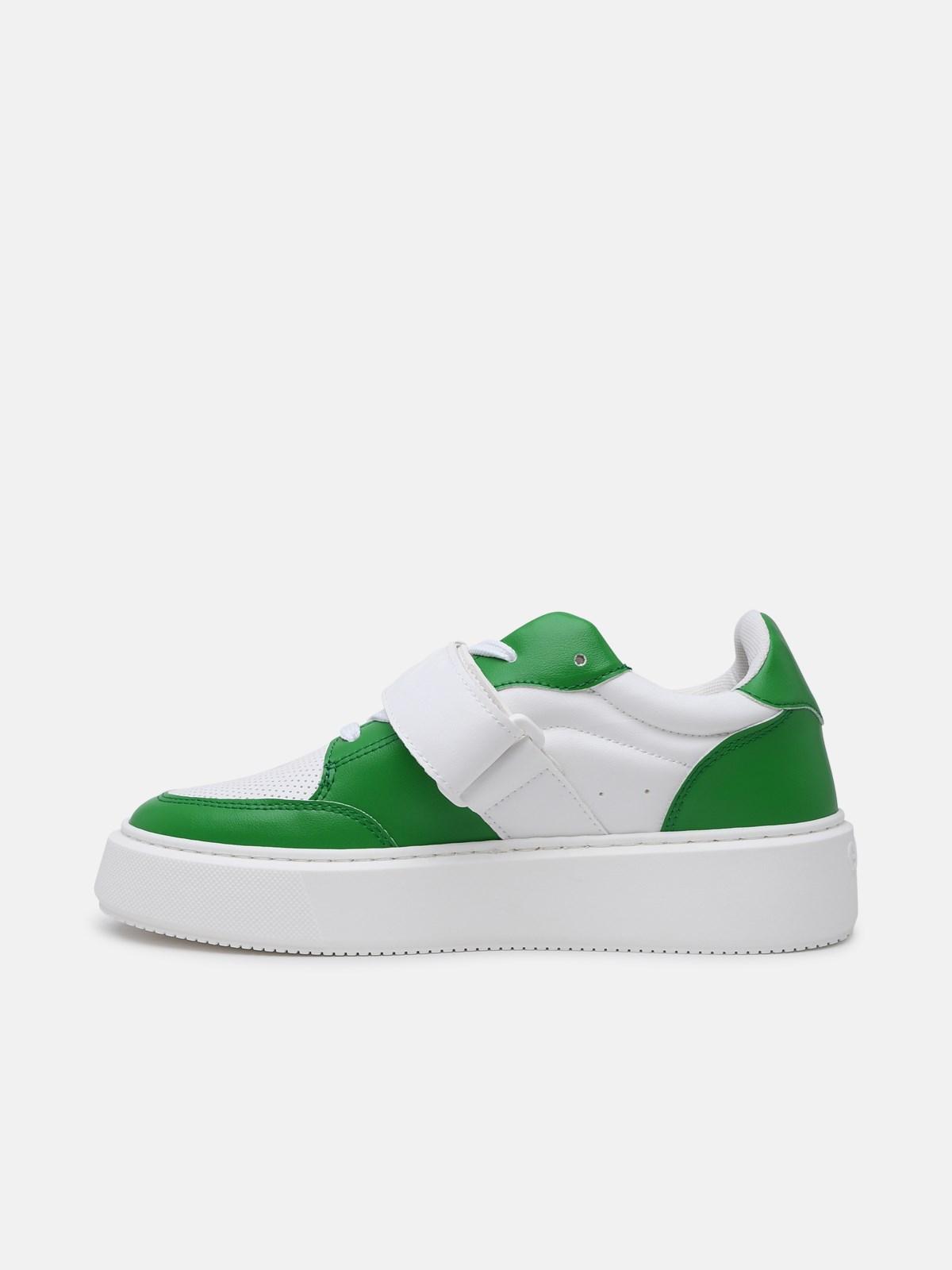 Ganni Sporty White And Leather in Green | Lyst