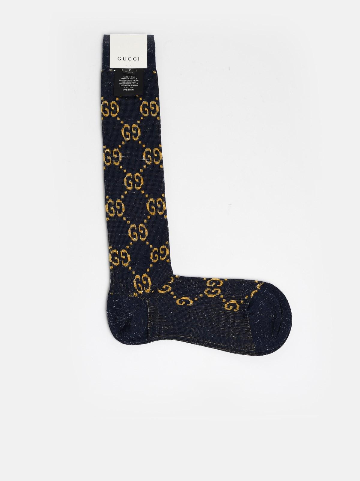 Gucci Blue And Yellow GG Socks - Lyst