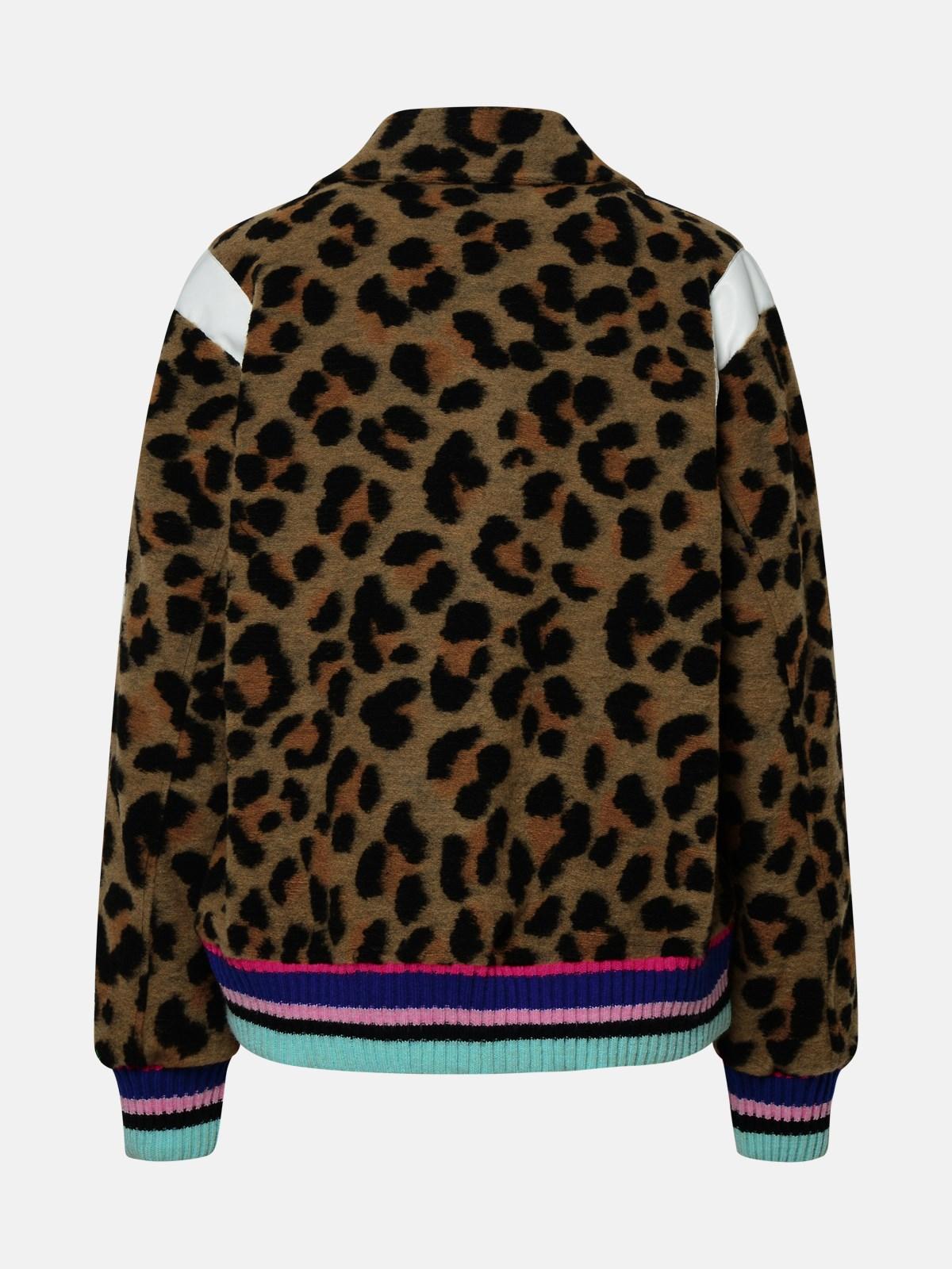 Barrow Leopard Print Wool Blend Bomber Jacket in Black | Lyst