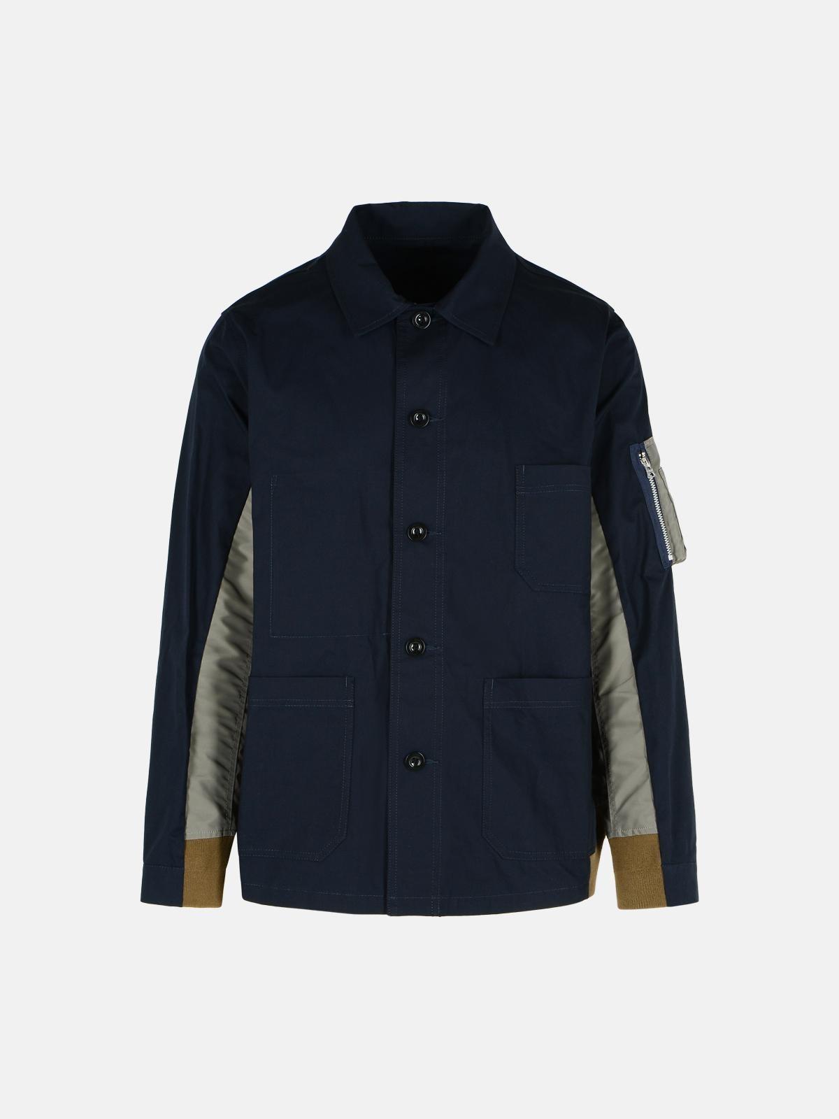 Sacai 'oxford' Cotton Blend Jacket in Blue for Men | Lyst